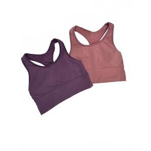 PINK Victoria’s Secret Pink & Purple Ultimate Padded Sports Bra Set- Size Medium